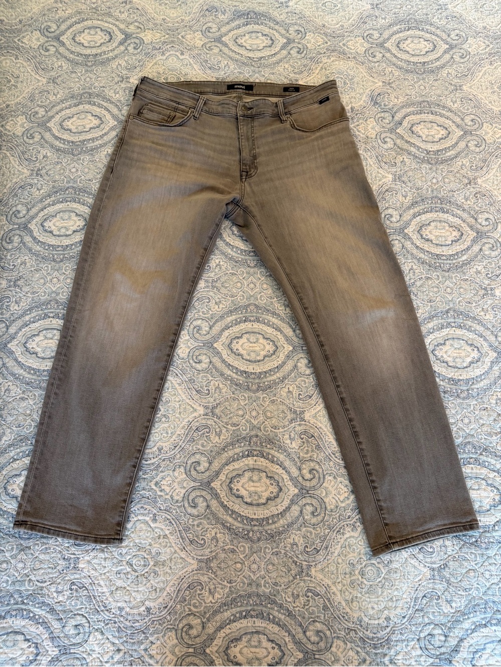 Mavi Zach Straight Leg Jeans Gray Wash 38x32 Stretch Denim